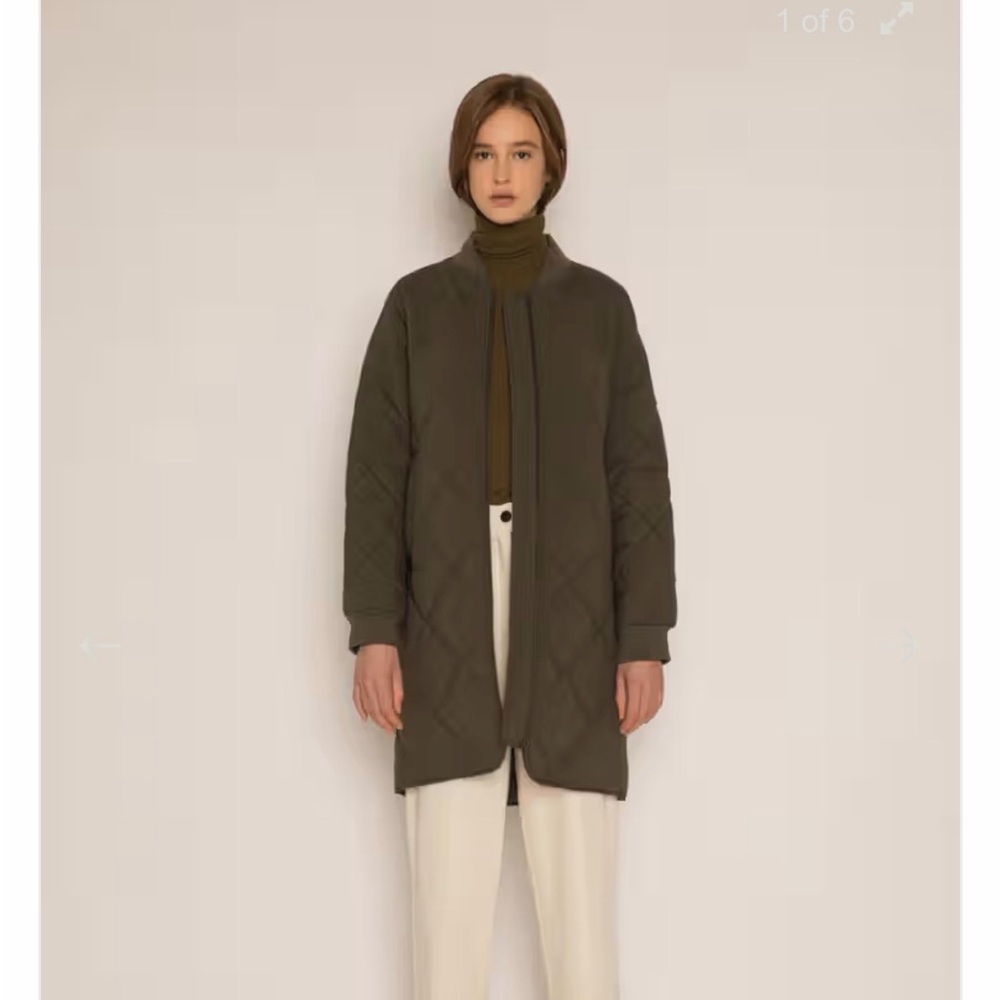 OAK + FORT Dark Green Quilted Puffer Jacket
